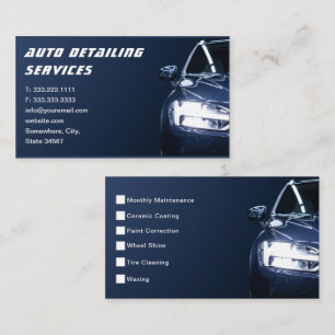 Auto Detection Automotive Car Wash Modern Blue Visitenkarte