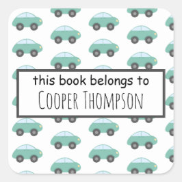 Auto dieses Buch gehört Kindern Buchzeichen Quadratischer Aufkleber