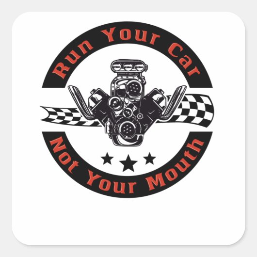 Auto-Drag Racing Fan Rennauto V8 Mechanik Quadratischer Aufkleber (Vorderseite)