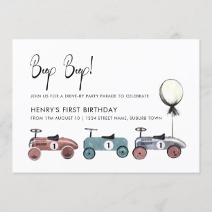 Auto Drive by Birthday Parade Quarantäne 1. Party Einladung