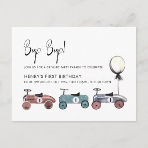 Auto Drive by Quarantine 1st Birthday Parade Party Postkarte