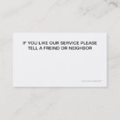 Auto-einzeln aufführengeschäfts-Karten Visitenkarte (Rückseite)