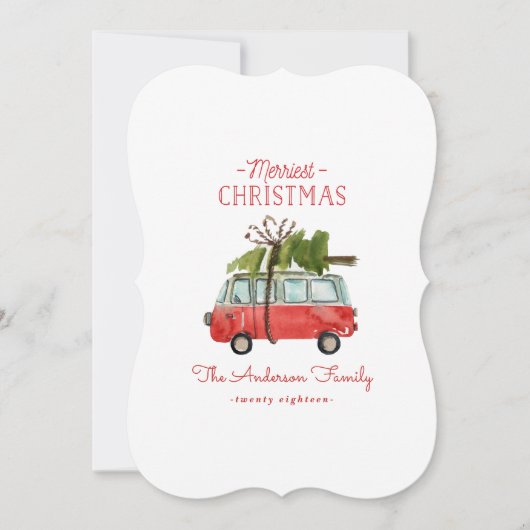 Auto-Feiertag Aquarell der frohsten Weihnachten (Vorderseite)