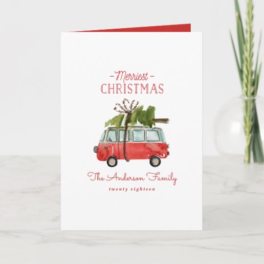 Auto Feiertag Aquarell Der Frohsten Weihnachten Karte Zazzle De