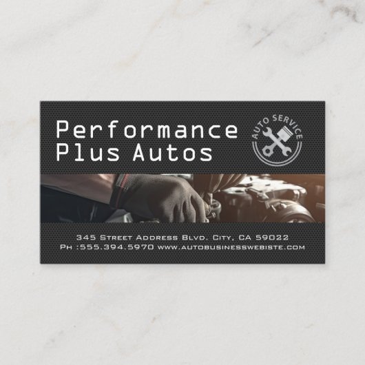 Auto Fix | Performance Autos | Mechanic Visitenkarte (Vorderseite)