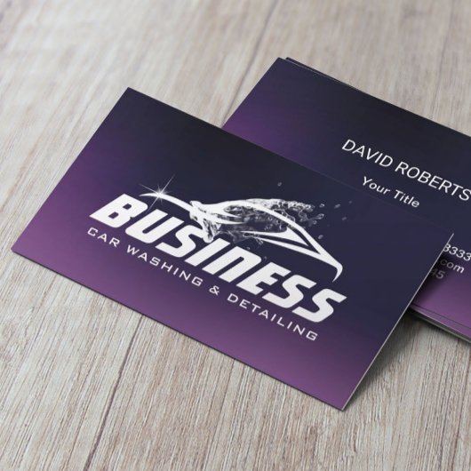 Auto für Autowaschen im Detail Automotive Lila Visitenkarte