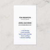 Auto für das Power "Pressure Washing Water Drops" Visitenkarte (Rückseite)