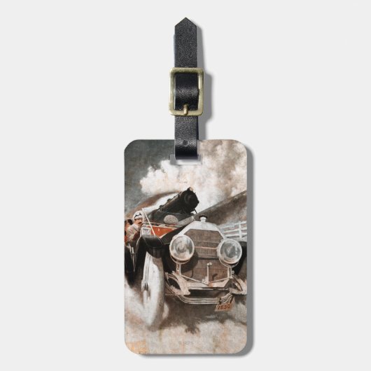 Auto gegen Zug von William Harnden Foster Gepäckanhänger (Vorderseite vertikal)