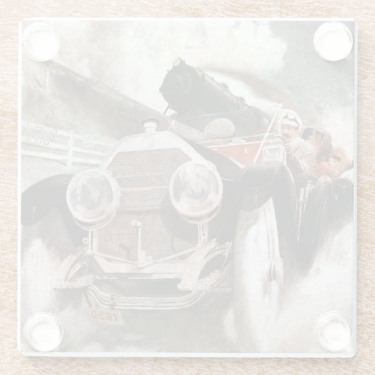 Auto gegen Zug von William Harnden Foster Glasuntersetzer (Rückseite)