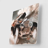 Auto gegen Zug von William Harnden Foster Quadratische Wanduhr (Winkel)