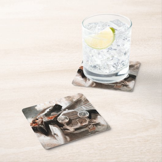 Auto gegen Zug von William Harnden Foster Rechteckiger Pappuntersetzer (Vor Ort)