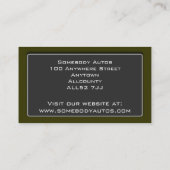 Auto-Geschäftsgeschäfts-Karten-Schablone 1 Visitenkarte (Rückseite)