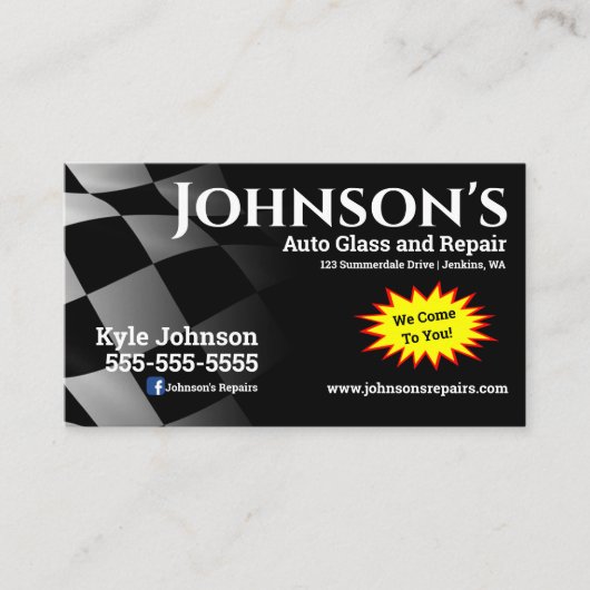 Auto Glas und Reparatur Visitenkarte (Vorderseite)