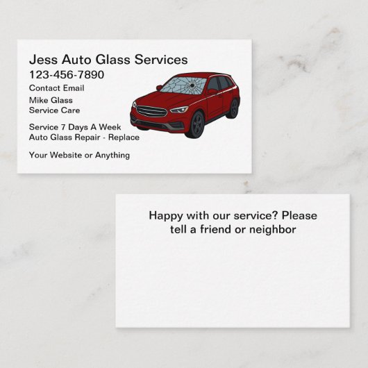 Auto Glass Repair Replace Service Visitenkarte (Vorne/Hinten)