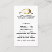 Auto | Gold Metallic | Sportwagen Visitenkarte (Rückseite)