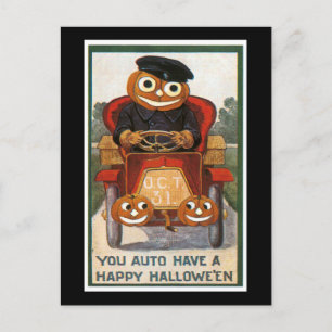 Auto, hab ein frohes Halloween Postkarte