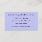 Auto-Händler Visitenkarte (Rückseite)