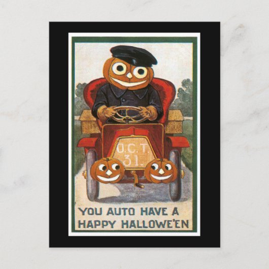 Auto hat ein glückliches Halloween Postkarte (Vorderseite)