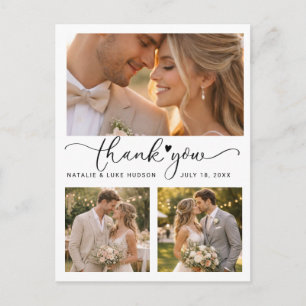 Auto Herz 3 Foto Collage Hochzeit Danke Postkarte