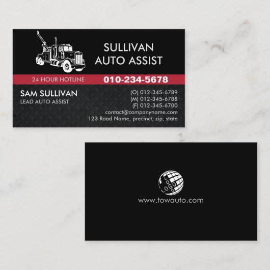 Auto-Hilfe für Schleppschlepper Visitenkarte (Vorne/Hinten)