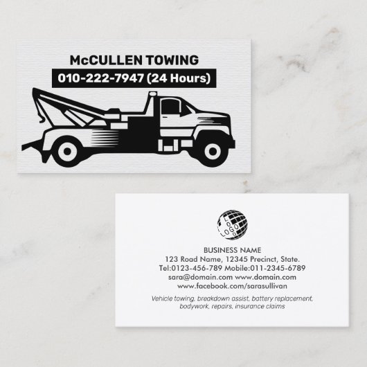 Auto-Hilfe für Schleppschlepper Visitenkarte (Vorne/Hinten)