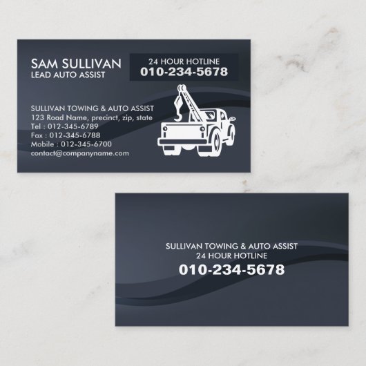 Auto-Hilfe für Schleppschlepper Visitenkarte (Vorne/Hinten)