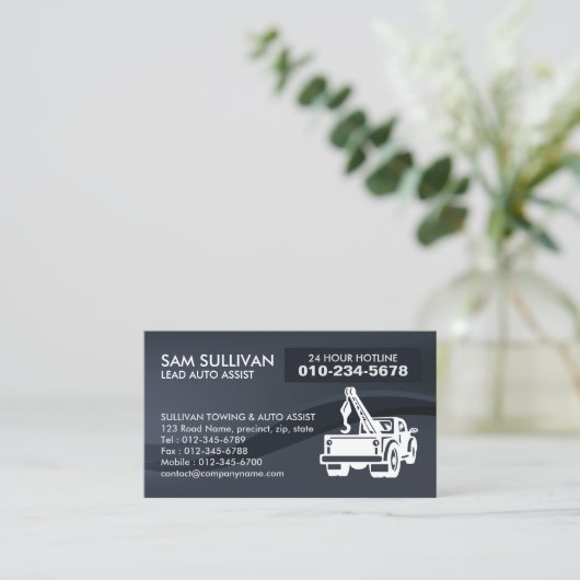Auto-Hilfe für Schleppschlepper Visitenkarte (Stehend Vorderseite)