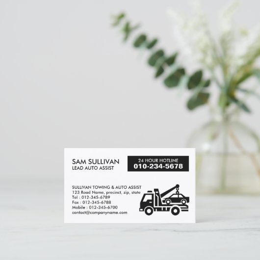 Auto-Hilfe für Schleppschlepper Visitenkarte (Stehend Vorderseite)