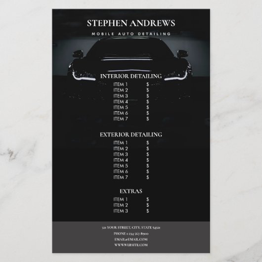 Auto im Detail Auto-Reinigungspreisliste Flyer (Vorne)