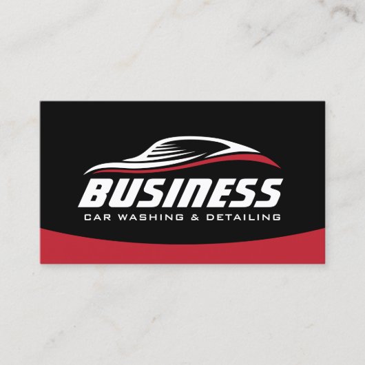 Auto im Detail Auto Reparatur Black Red Automotive Visitenkarte (Vorderseite)