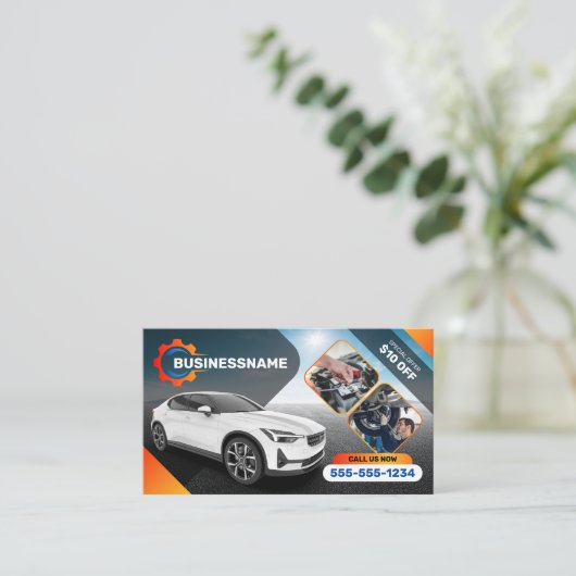 Auto im Detail Auto Reparatur Mietwagen Auto Visitenkarte (Stehend Vorderseite)