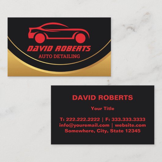 Auto im Detail Auto Wash Automotive Black & Red Visitenkarte (Vorne/Hinten)