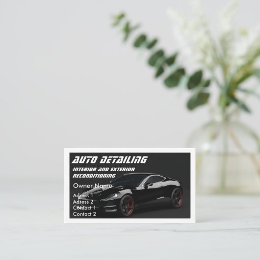 Auto im Detail Auto Wash Black qr-Code Visitenkarte (Stehend Vorderseite)