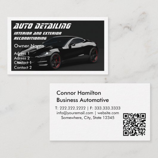 Auto im Detail Auto Wash Black qr-Code Visitenkarte (Vorne/Hinten)