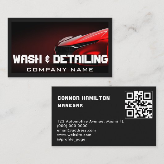 Auto im Detail Auto Wash Clean QR Code Visitenkarte (Vorne/Hinten)