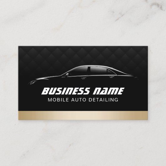 Auto im Detail Automotive Modernes Black & Gold Ca Visitenkarte (Vorderseite)