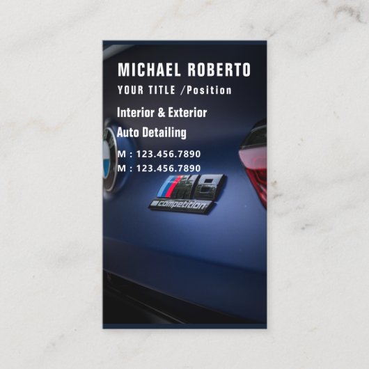 Auto im Detail Berufliche Autoabwasch Rote Reinigu Visitenkarte (Vorderseite)