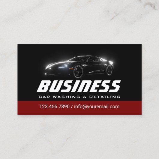 Auto im Detail Beruflicher Autos schwarz und rot Visitenkarte (Vorderseite)
