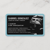 Auto im Detail der zweisprachigen Visitenkarte (Rückseite)