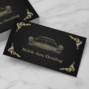 Auto im Detail des Vintagen Black Gold Deko Retro Visitenkarte