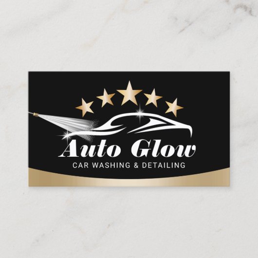 Auto im Detail Gold 5 Sterne Moderne Autoreinigung Visitenkarte (Vorderseite)