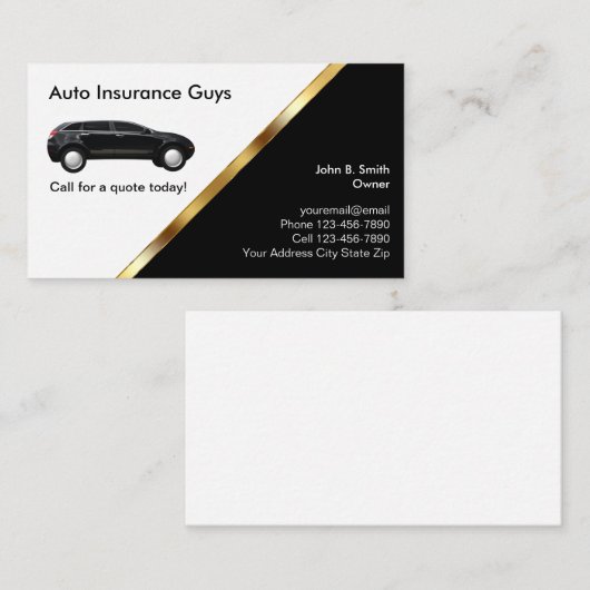 Auto Insurance Business Cards Visitenkarte (Vorne/Hinten)