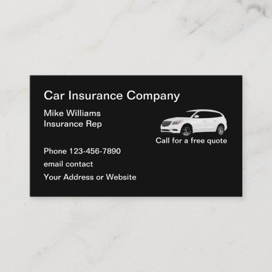 Auto Insurance Services RepBusiness Card-Vorlage Visitenkarte (Vorderseite)