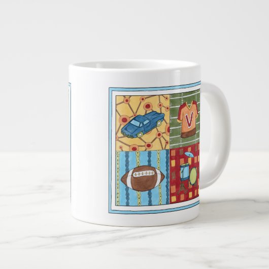 Auto, Jersey, Fußball und Trommelkit Jumbo-Tasse (Vorderseite Rechts)