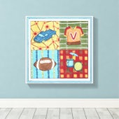 Auto, Jersey, Fußball und Trommelkit Leinwanddruck (Insitu (Holzboden))