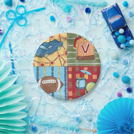 Auto, Jersey, Fußball und Trommelkit Pappteller (Party)