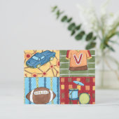 Auto, Jersey, Fußball und Trommelkit Postkarte (Stehend Vorderseite)