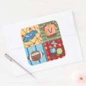 Auto, Jersey, Fußball und Trommelkit Quadratischer Aufkleber (Umschlag)