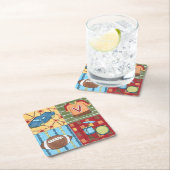 Auto, Jersey, Fußball und Trommelkit Rechteckiger Pappuntersetzer (Vor Ort)