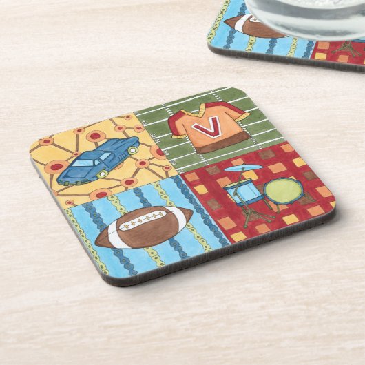 Auto, Jersey, Fußball und Trommelkit Untersetzer (Linke Seite)